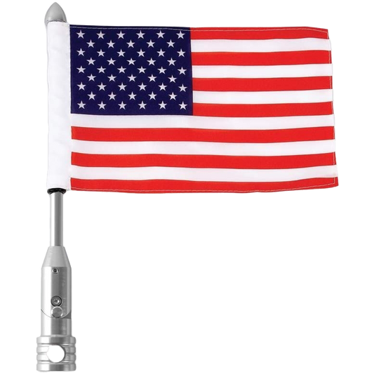 Chrome Motorcycle Flag Mount With USA Flag