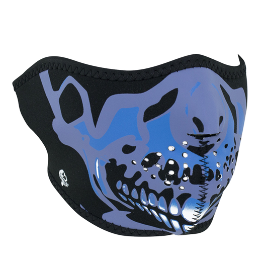 Blue Chrome Skull Half Face Mask