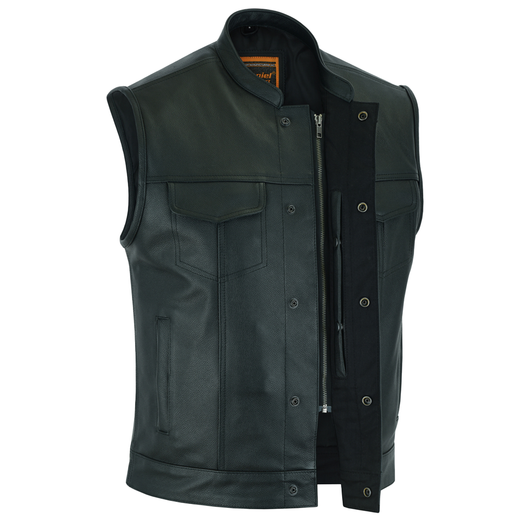 Full Coverage Menβs Leather Riding Vest Wind Blocking Design