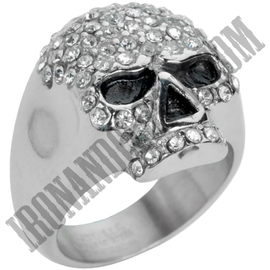 White Bling Skull Ring