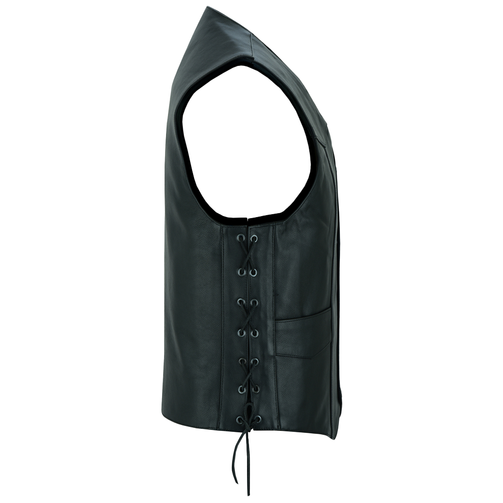 Traditional Leather Vest with Side Laces & CC Pockets 🏴