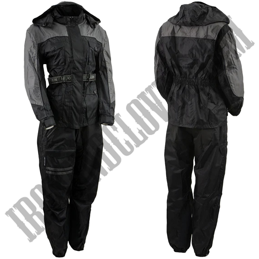 Women's Armored Rain Suit in Black & Grey