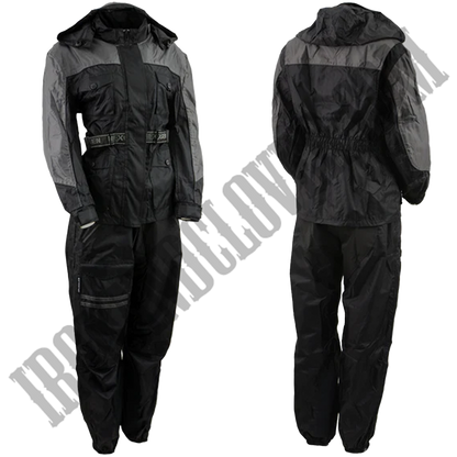 Women's Armored Rain Suit in Black & Grey