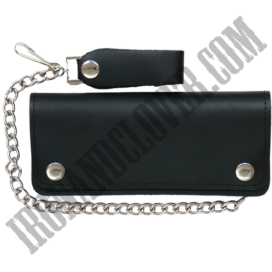 5 Pocket Bi-Fold Leather Wallet with Chain