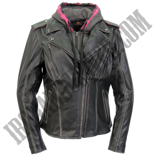 Leather Jacket with Removable Fleece Liner