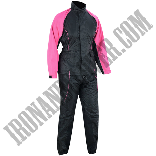Women's Rain Suit in Black & Hot Pink