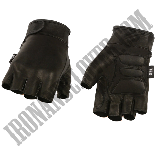 Black Leather Gel Padded Palm Gloves