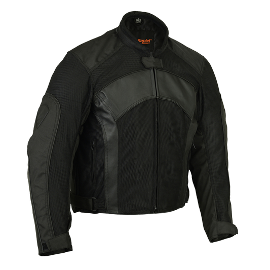 Mesh & Leather Padded Motorcycle Jacket