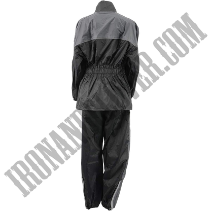 Women's Lightweight Oxford Rain Suit in Black & Grey