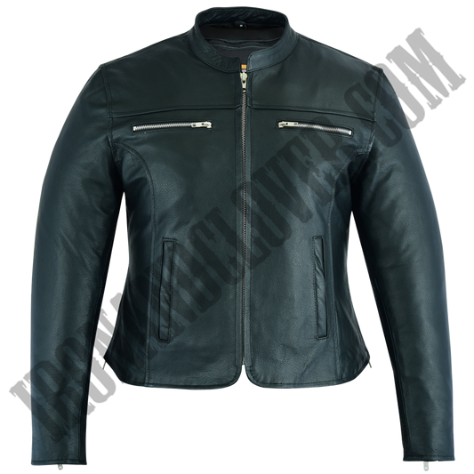 Full Cut Mandarin Collar Motorcycle Jacket
