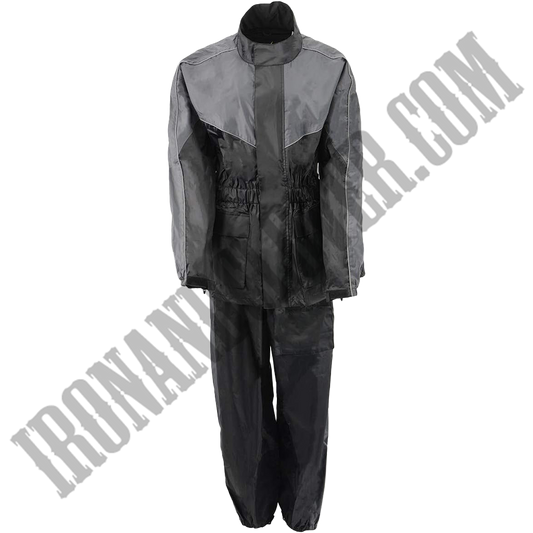 Women's Lightweight Oxford Rain Suit in Black & Grey