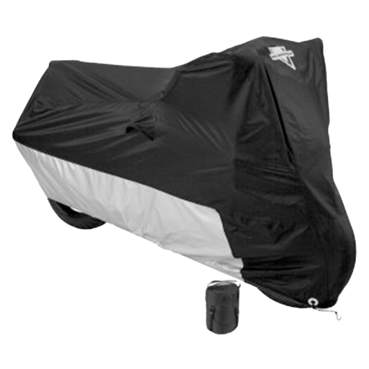 Defender Deluxe Motorcycle Cover in Black & Silver