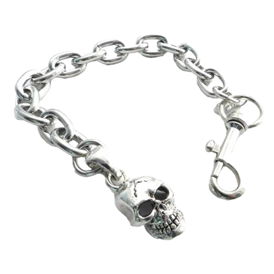 Link Chain Bracelet with Skull Pendant