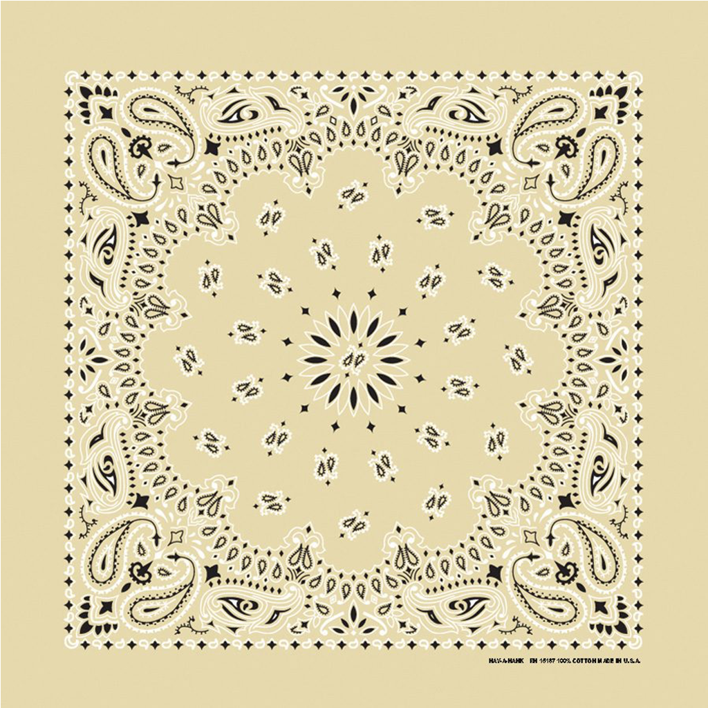 Rolled Hem Paisley Riding Bandana In Beige