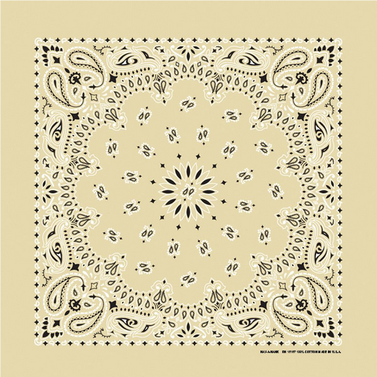 Rolled Hem Paisley Riding Bandana In Beige