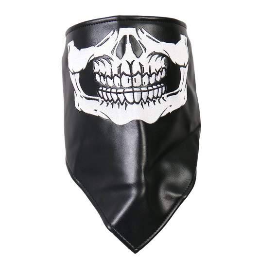 Leather Neck Warmer Skull Face with Fleece Lining