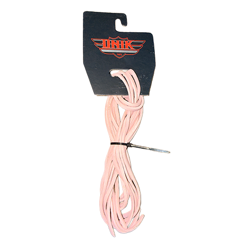 Six-foot light pink premium cowhide leather laces for motorcycle vests and leather gear.