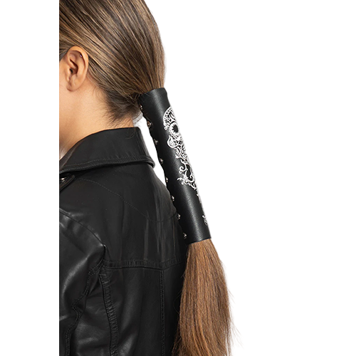 Tribal Skull Embossed Leather Hair Accessory