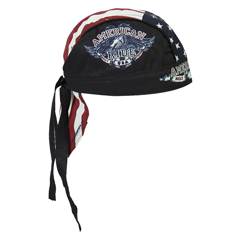 Black headwrap with American flag design and 'American Pride' text.