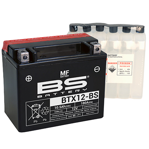 YTX12-BS Battery β Black Sealed AGM with Acid Pack