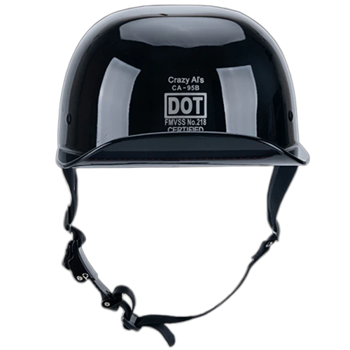 Crazy Alβs Gloss Black Baseball Pro Mini Motorcycle Helmet