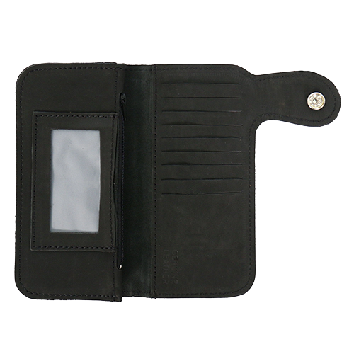 Black leather wallet with card holder.