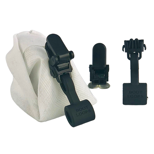 Biker Boot Loops in Basic Black Clasp with rubber straps