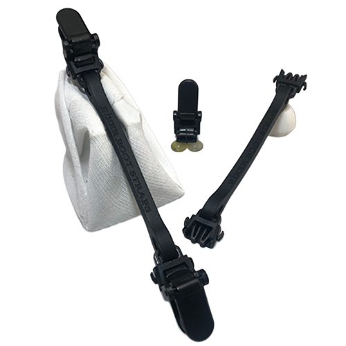 Set Of Two Biker Boot Straps – Interchangeable Clips Black Clasp