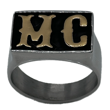 Bold Motorcycle Club Ring β Black & Gold Stainless Steel