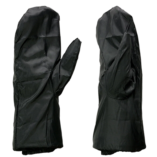 Removable black rain over-mittens included with the leather thermal motorcycle gloves.