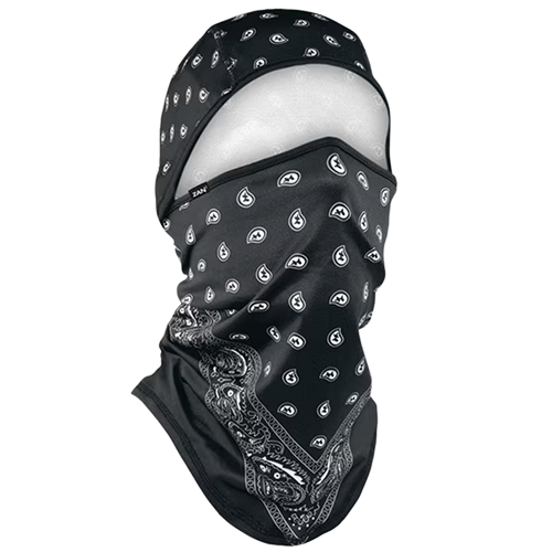 Black Paisley Convertible Balaclava motorcycle face mask