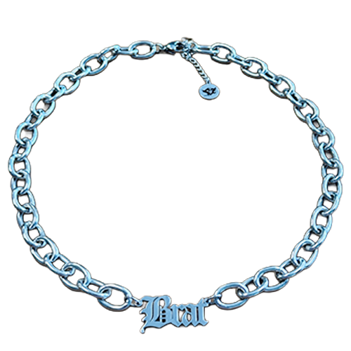 BRAT Chain Choker stainless steel with text charm