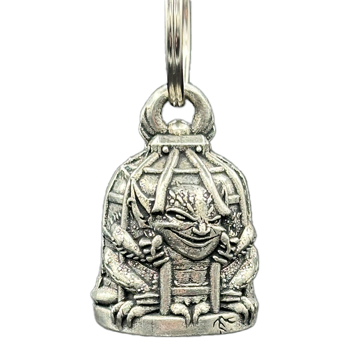 Caged Gremlin Bell In Pewter Design For Motorcycle Protection