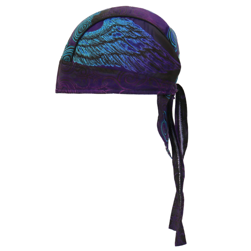 Motorcycle Headwrap With Cross And Fleur De Lis Design Side View