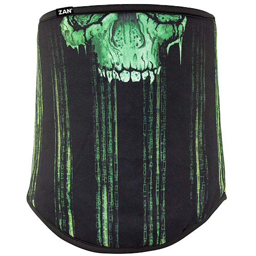Cyber Skull Neck Gaiter with neon green skull design