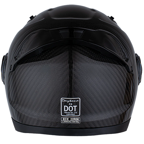 Premium Daytona C6 helmet in grey carbon fiber finish, Bluetooth ready and built for high-performance riding.
