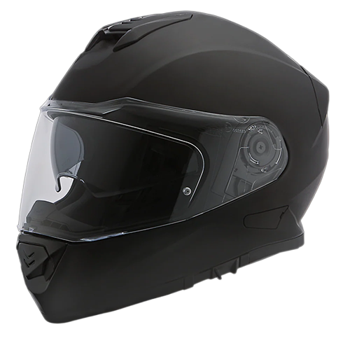 Daytona Detour Dull Black helmet featuring retractable smoke visor and Pinlock-ready clear shield.