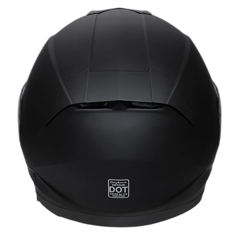 A dull black full-face motorcycle helmet with dual shields and Bluetooth compatibility.