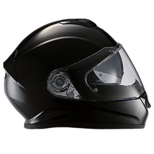 Daytona Detour Hi-Gloss Black helmet featuring retractable smoke visor and Pinlock-ready clear shield.