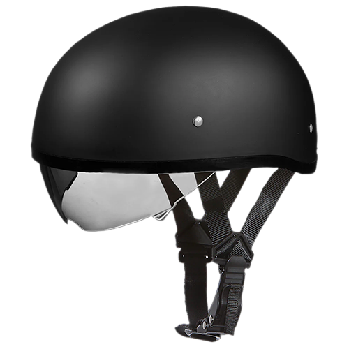 Black motorcycle helmet with a clear visor