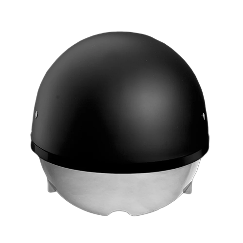 Black helmet with a clear visor