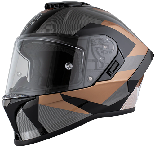 Daytona Viper Copperhead helmet featuring retractable smoke visor and Pinlock-ready clear shield.