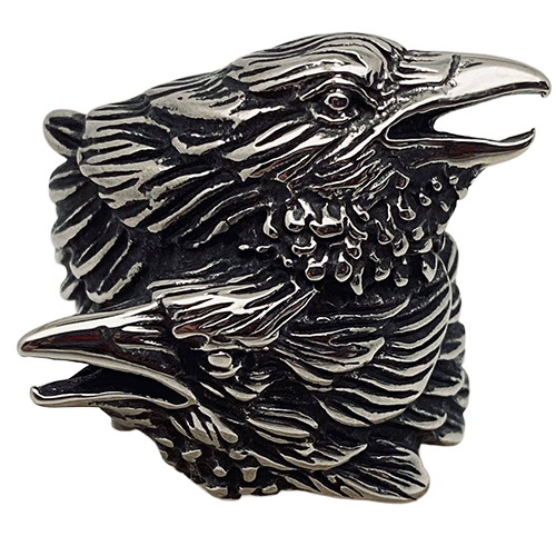 Death Messenger Double Crow Ring