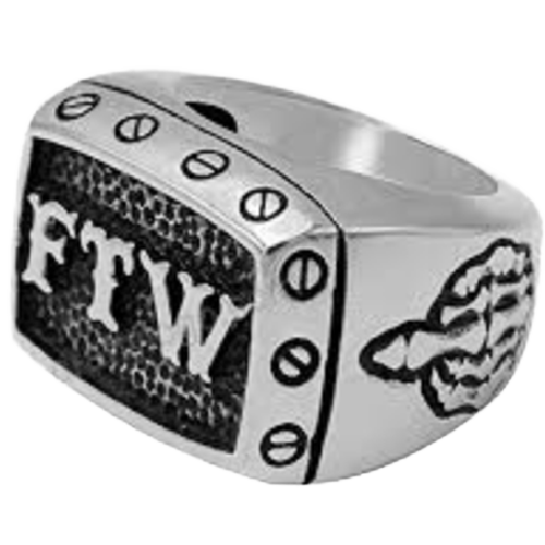 Stainless Steel FTW Rebel Ring For Bikers