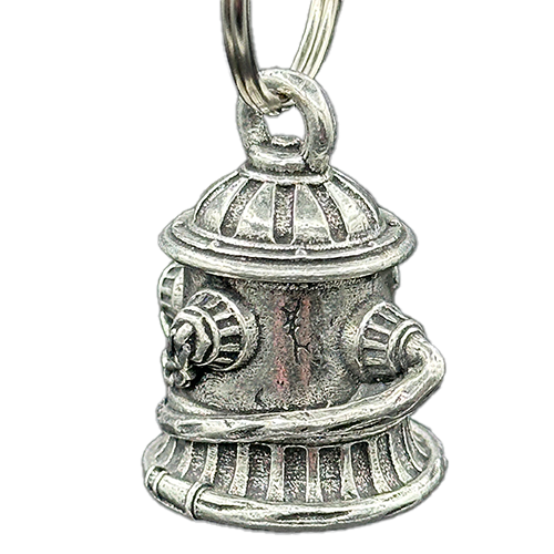 Pewter Fire Hydrant Bell With Hoses And Black Velveteen Bag