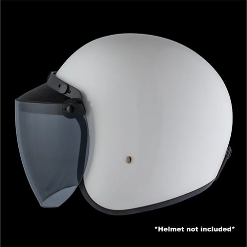 White helmet with a smoke face shield