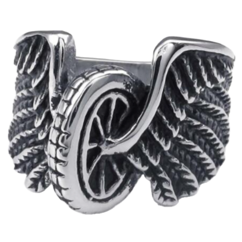 Low Profile Biker Ring – Flying Wheel Stainless Steel
