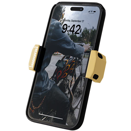 Electric Yellow Motorcycle Phone Holder – No Tools Needed