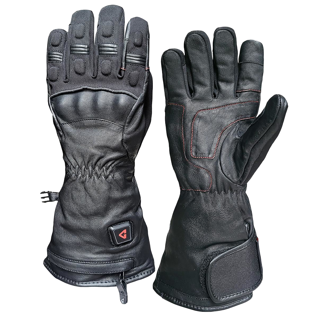 Gerbing 7V Hard Knuckle Heated Gloves – Black Leather Heated Gear