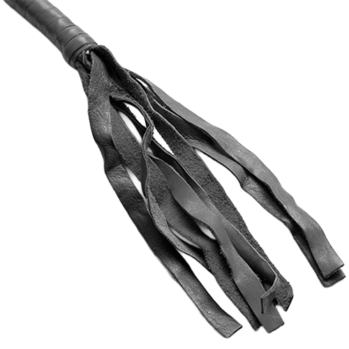 Gray Braided Leather Whip β Fringed End Detail